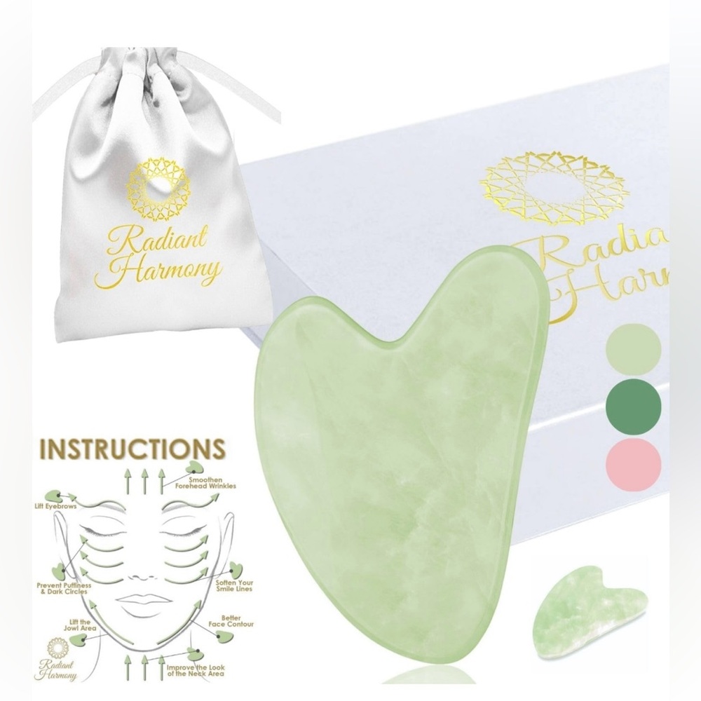 Radiant Harmony Jade Gua Sha Stone-Safe Guasha Tool For Face.. NIB.. never used.